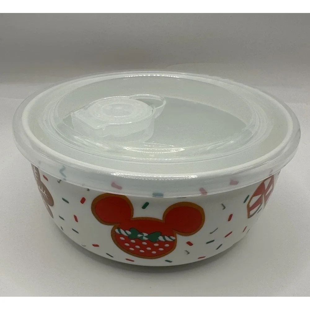 Ceramic Mickey Mouse Covered Bowl Steam Escape-Disney Christmas Microwaveable